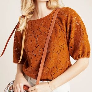 Anthro Dolan Norah Floral Lace Corduroy Blouse